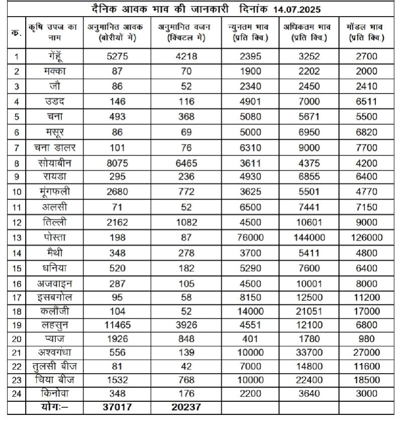 मंडी भाव: